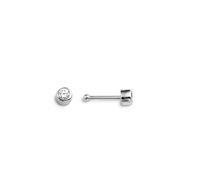 14kt Gold CZ Nose Pin with Bezel, Bead End