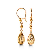 10k gold diamond-cut, tear-shape drop earrings - 1003