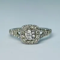 14kt White Gold 1.00ctw Diamond Engagement Ring Set