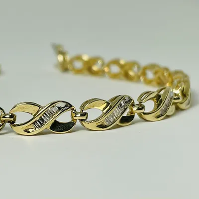 14kt Gold 1.50ctw Diamond Baguette Tennis Bracelet