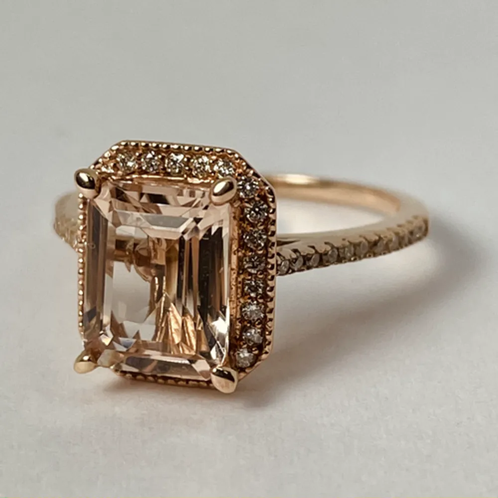 14kt Rose Gold Morganite & Diamond Ring