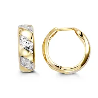 10kt Gold Bella Two-Tone Huggies Earrings