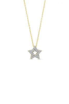 10K YG 0.05CT Diamond Star Pendant with Chain