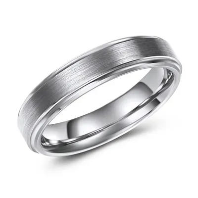 5mm wide tungsten band, raised centre with brushed finish
