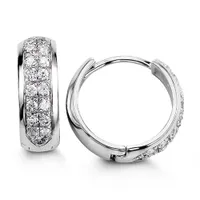 Sterling Silver CZ Huggies, Pavee Design