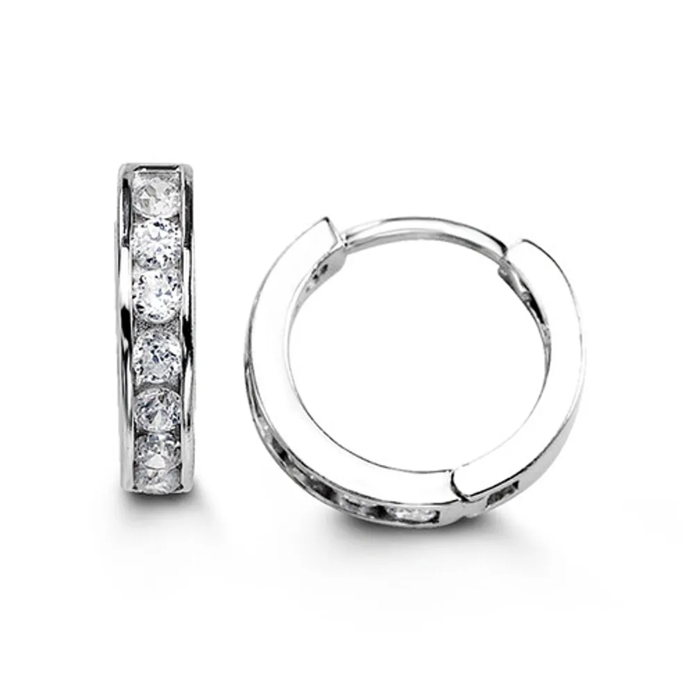 Sterling Silver CZ Huggies