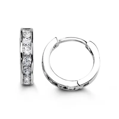 Sterling Silver CZ Huggies