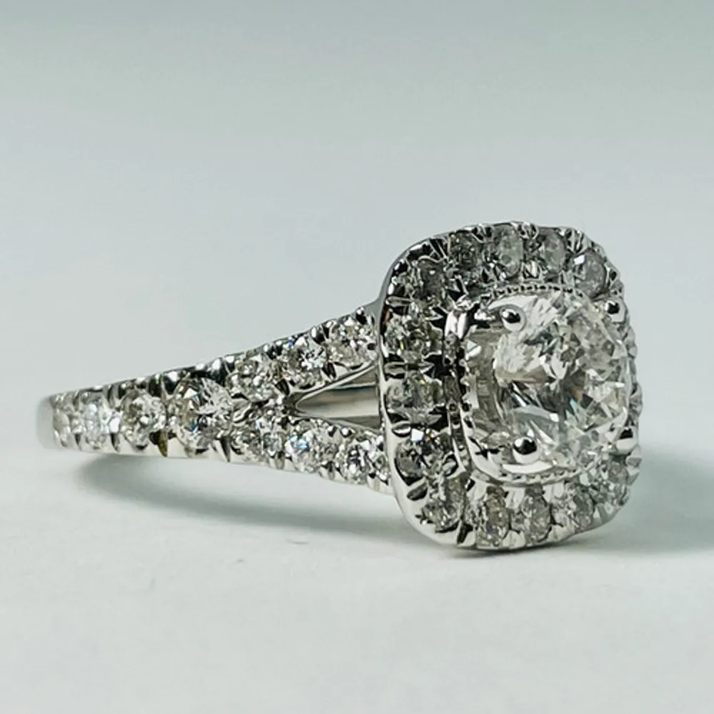 14kt White Gold 2.00ctw Diamond Halo Engagement Ring Set