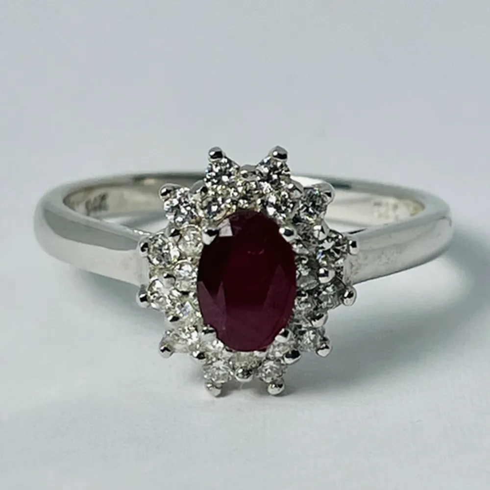 14kt White Gold Ruby & Diamond Ring