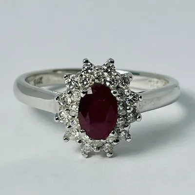 14kt White Gold Ruby & Diamond Ring