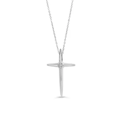 10K WG 0.007CT Diamond Single Stone Cross with Chain