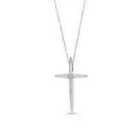 10K WG 0.007CT Diamond Single Stone Cross with Chain