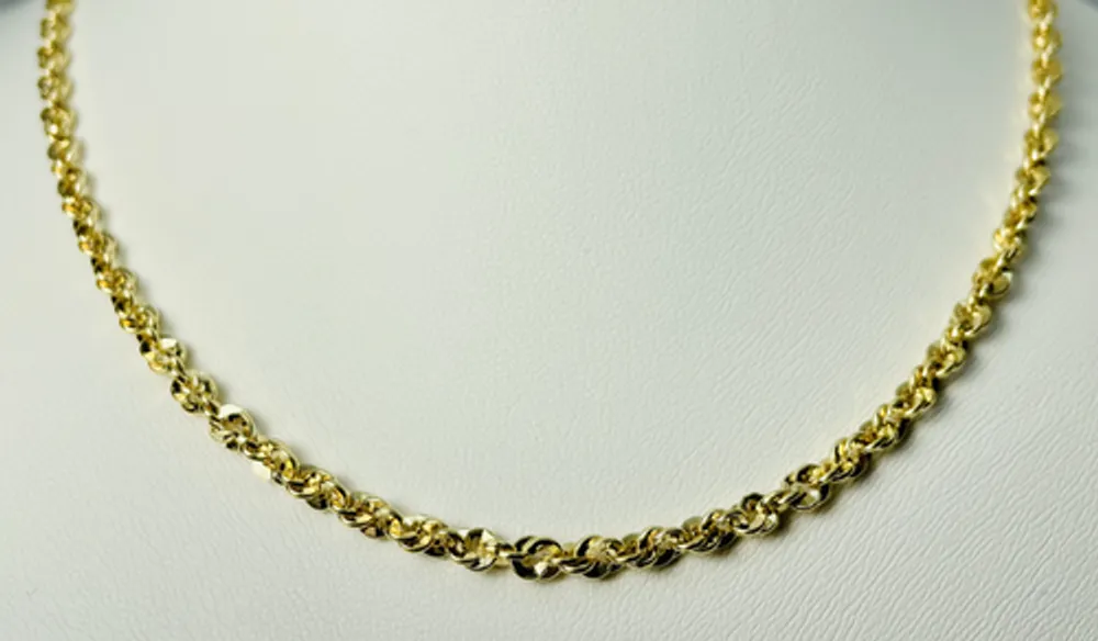 10kt Gold Diamond Cut Rope Chain