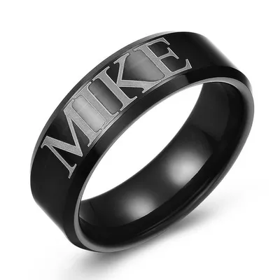 8mm Black tungsten customizable Name band