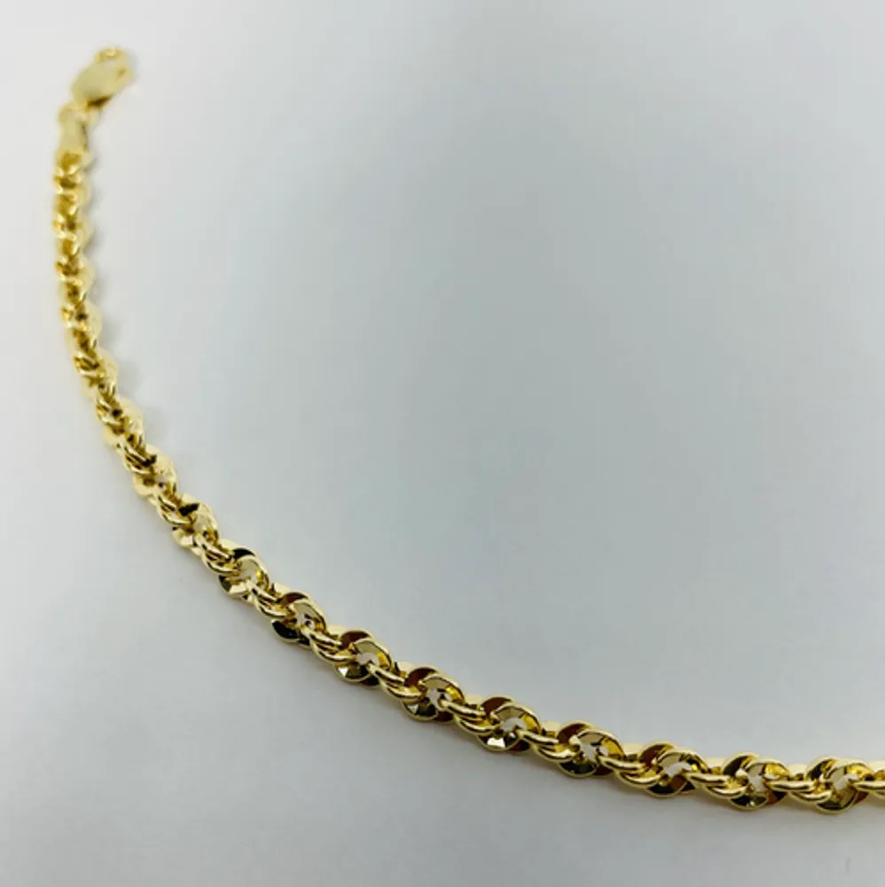 10kt Gold Diamond Cut Rope Chain