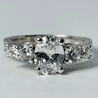 10kt White Gold Oval CZ Ring