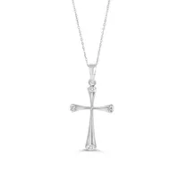 10K WG 0.02CT Diamond 4 Stone Cross with Chain