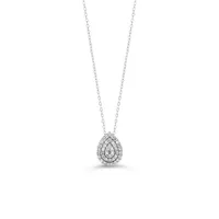 10K WG 0.103CT Diamond Pear Illusion Pendant with Chain