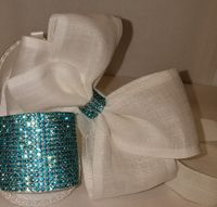 Linen Bow Headband with Rhinestones