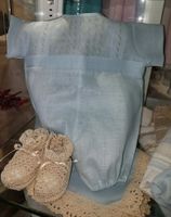 PG Newborn Boy Linen Overall Romper Set