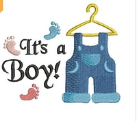 It's a Boy Overalls Burping Cloth