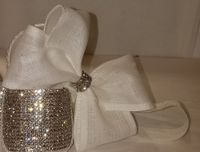 Linen Bow Headband with Rhinestones