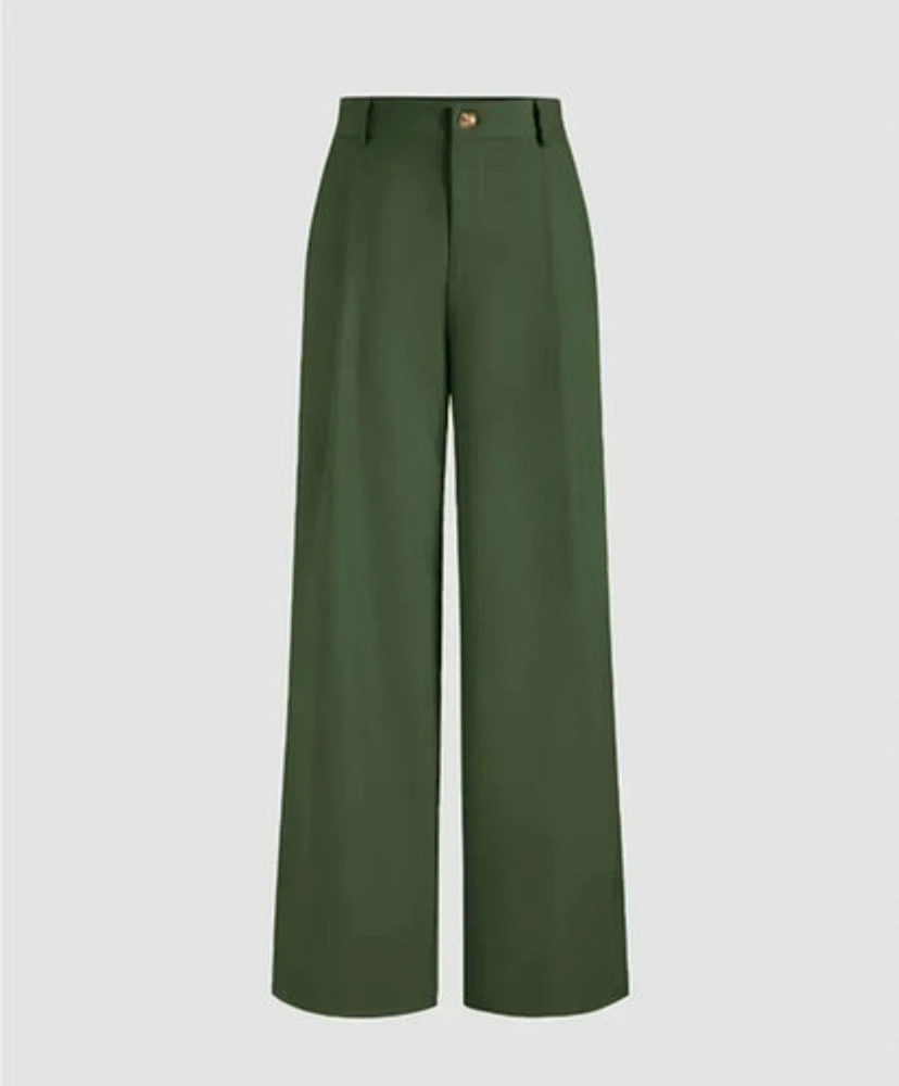 DARK GREEN  HIGH WAIST LOOSE PANT