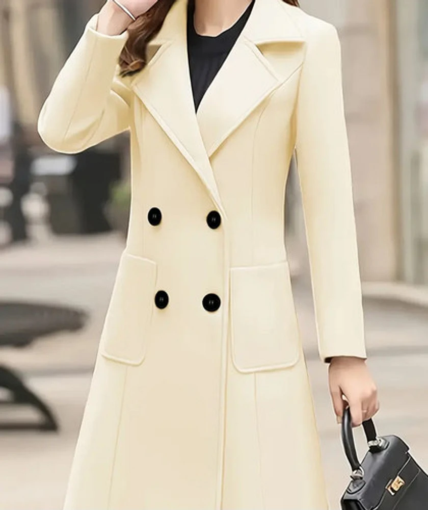 Button Front Notch Lapel Coat