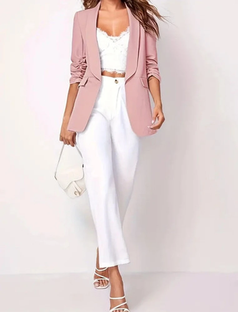 Pink Open Front Blazer