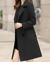 Double-Breasted Label Neck Trench Coat