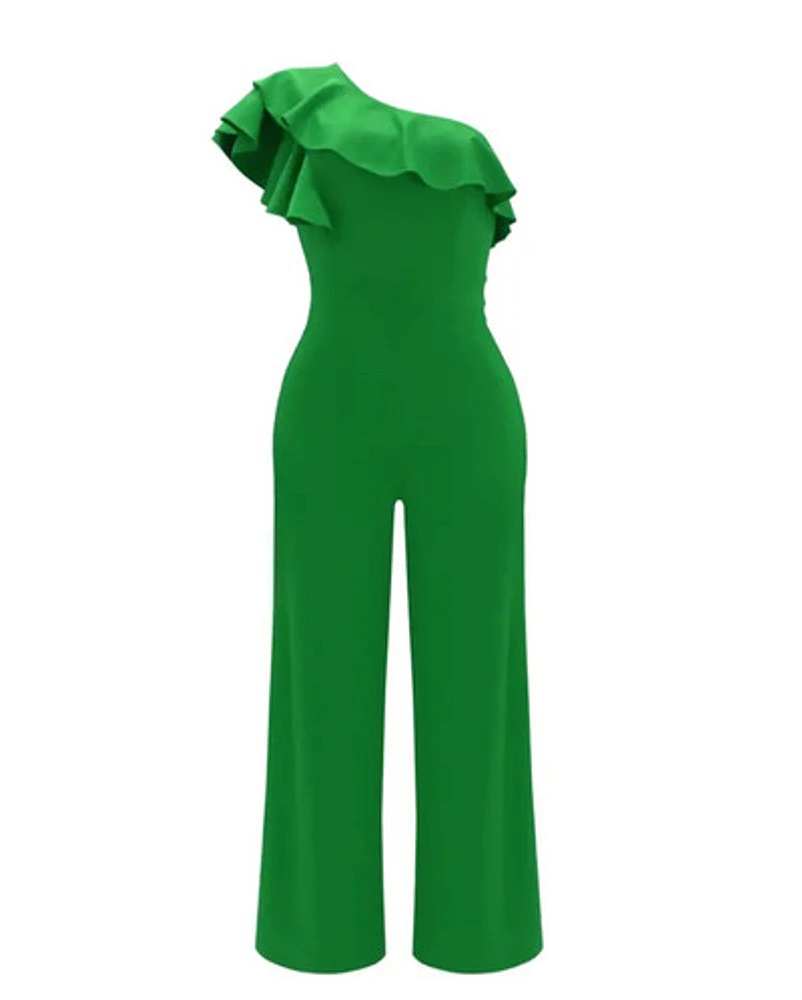 Chic One-Shoulder Ruffle Jumpsuit