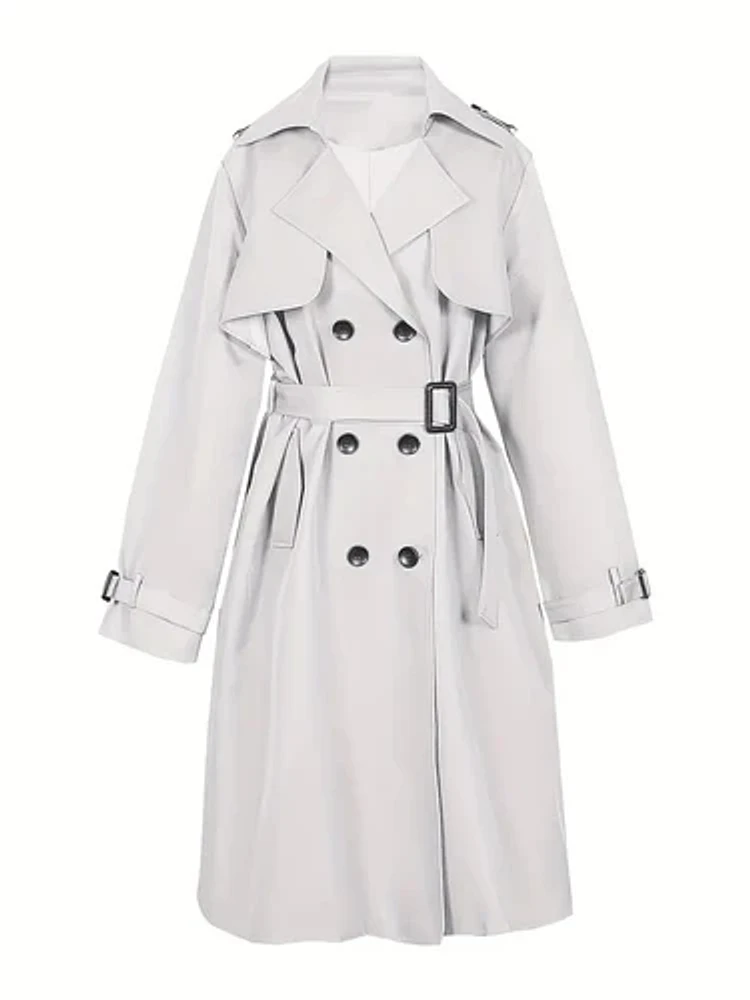 DOUBLE BREASTED TRENCH COAT-NAVY