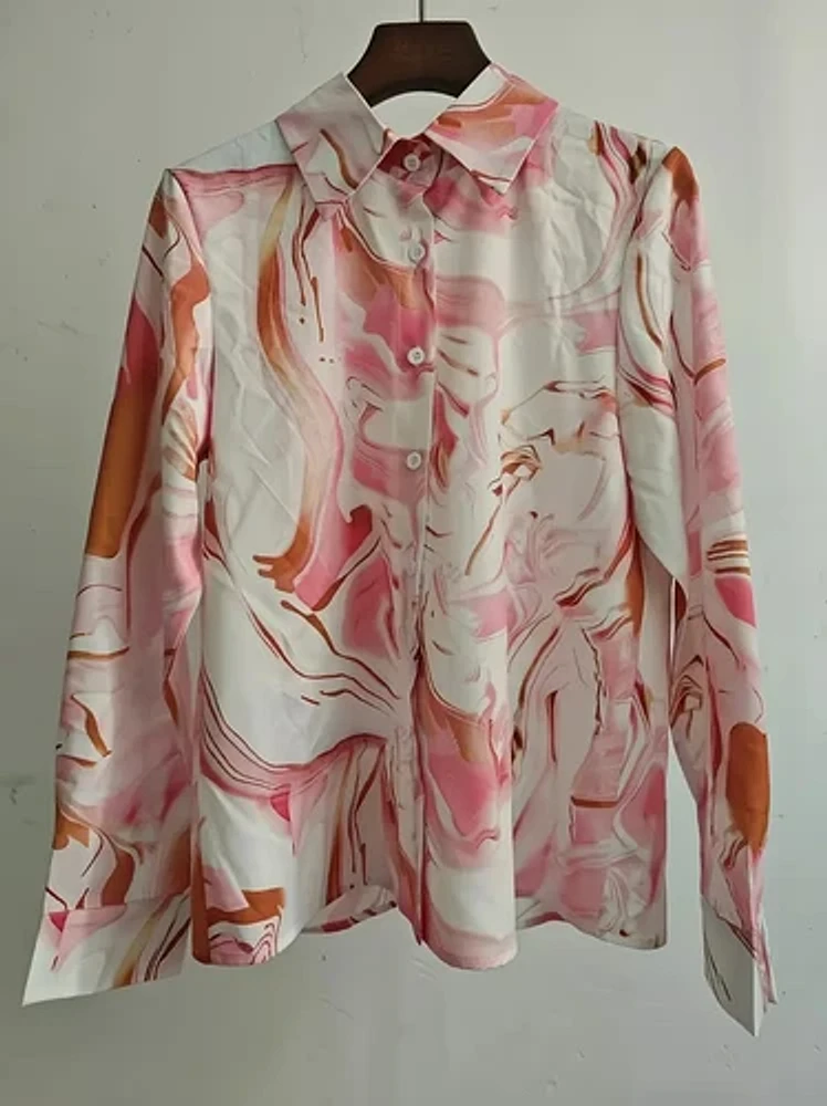 Marble Print Long Sleeve Shirts