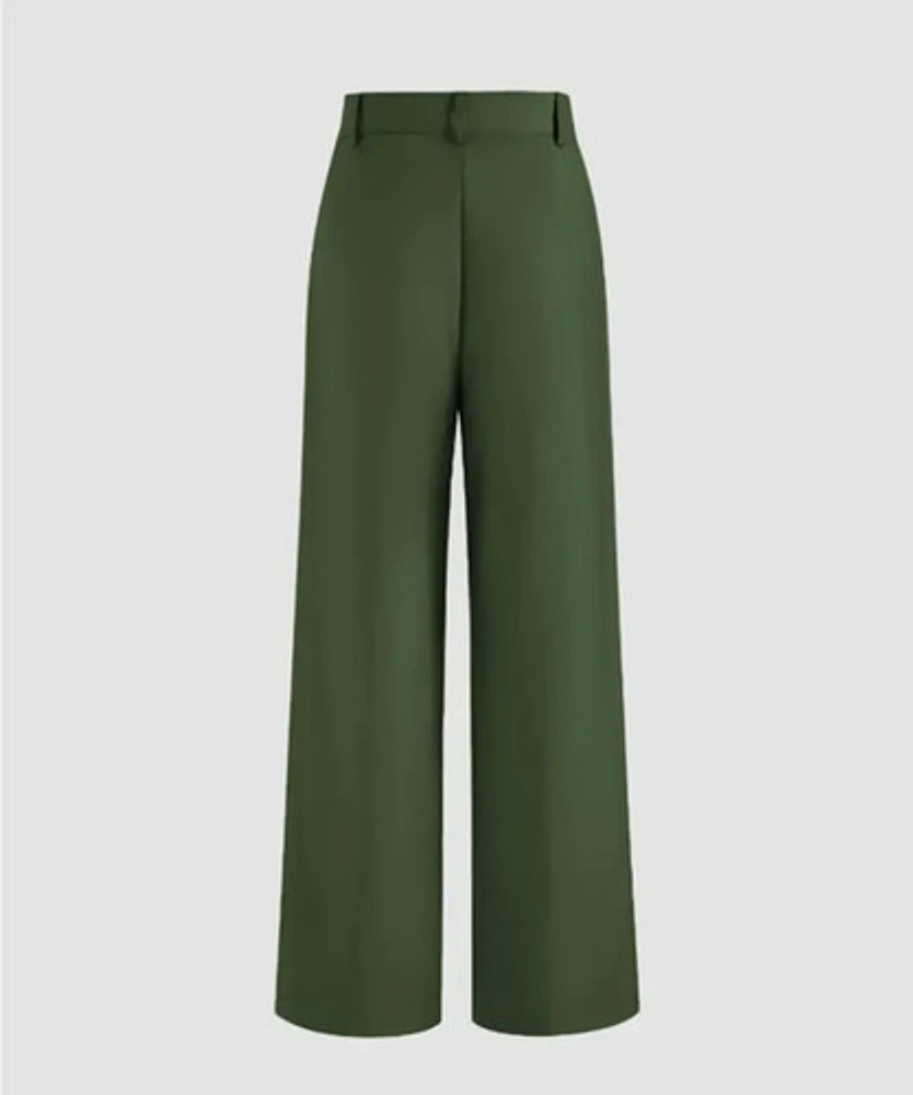 DARK GREEN  HIGH WAIST LOOSE PANT