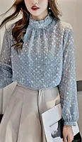 Elegant French Style Floral Print Chiffon Blouse