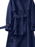 DOUBLE BREASTED TRENCH COAT-NAVY