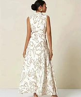 Elegant Beige Sleeveless Maxi Shirt Dress