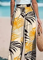 Tropical Print Wide-Leg Pants