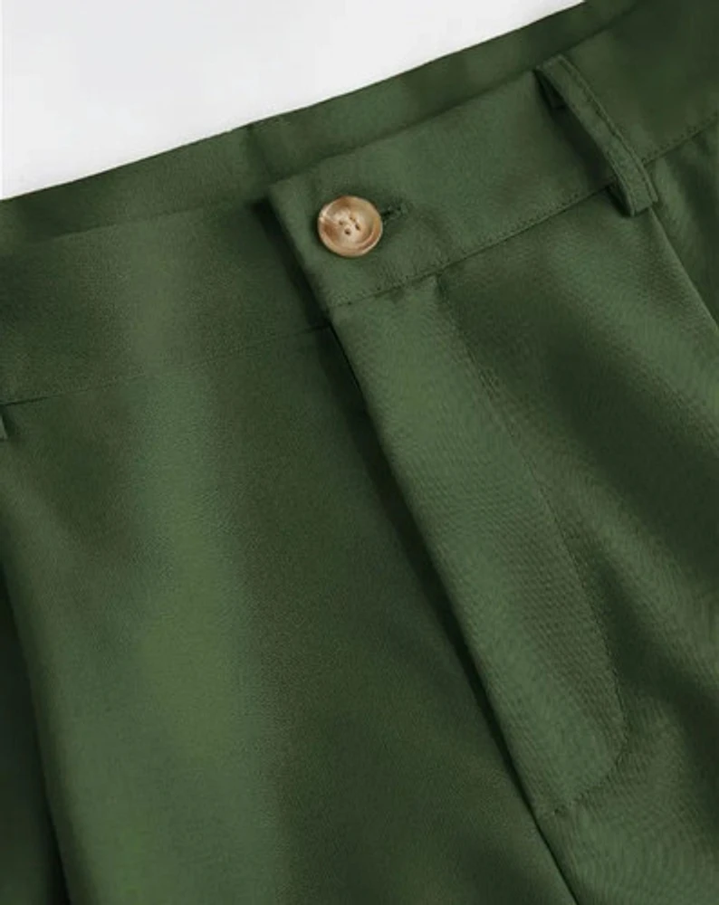 DARK GREEN  HIGH WAIST LOOSE PANT