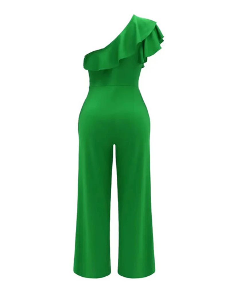 Chic One-Shoulder Ruffle Jumpsuit