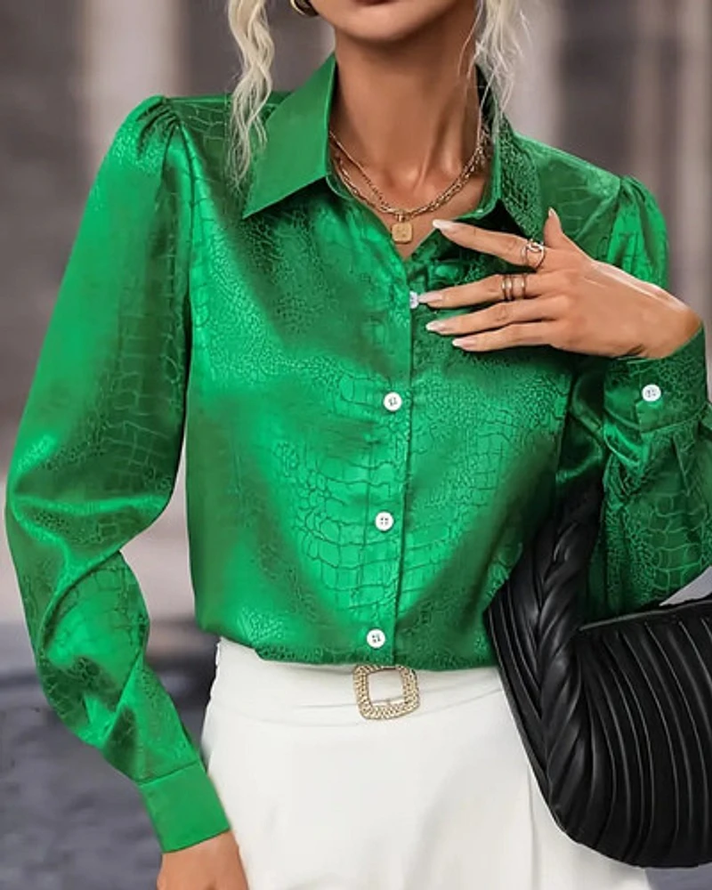 SATIN BUTTON FRONT SHIRT