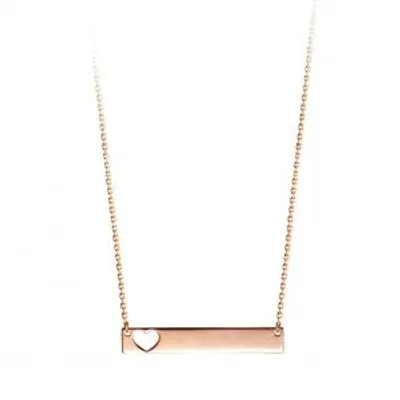 10kt Gold Bar Necklace with Heart Cutout