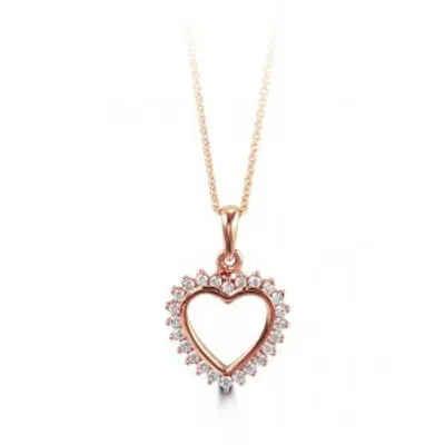10kt Gold Heart Pendant with CZs and Chain