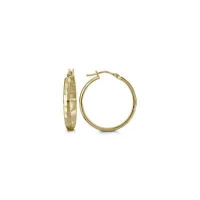10kt Gold, Diamond-Cut Hoop Earrings
