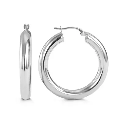 10kt White Gold Hoop Earrings 29mm