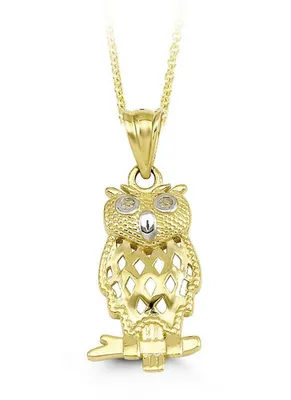 10kt Gold Owl Pendant with Chain