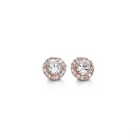 10kt Gold Round Halo CZ Studs