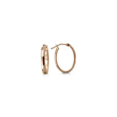 10kt Rose Gold, Diamond-Cut Hoop Earrings