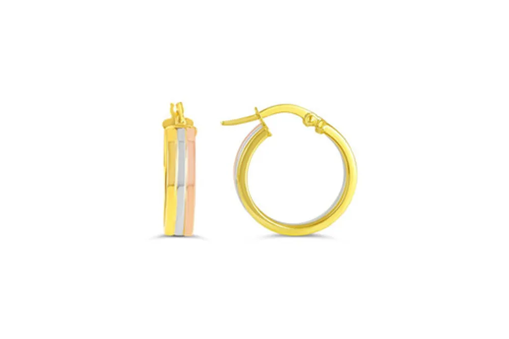 10kt Tri-Colour Gold Hoop Earrings