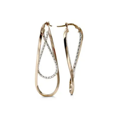 10kt Two-Tone Gold, Twisted Earrings